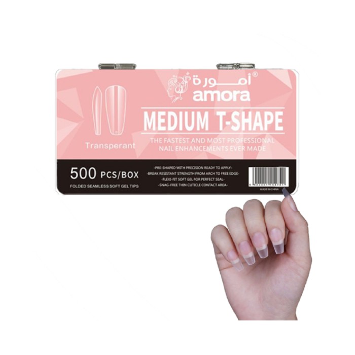 Amora Nail Tips Medium T-Shape - Transparent