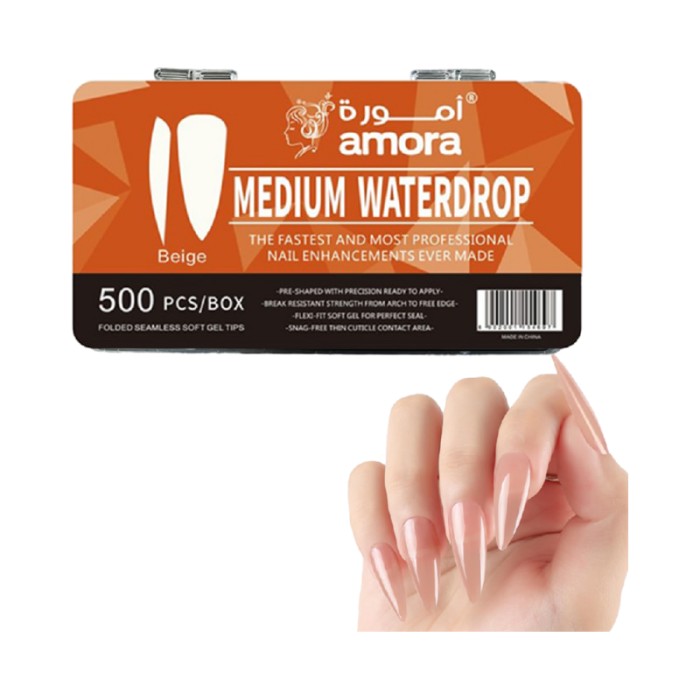 Amora Nail Tips Medium Waterdrop - Beige