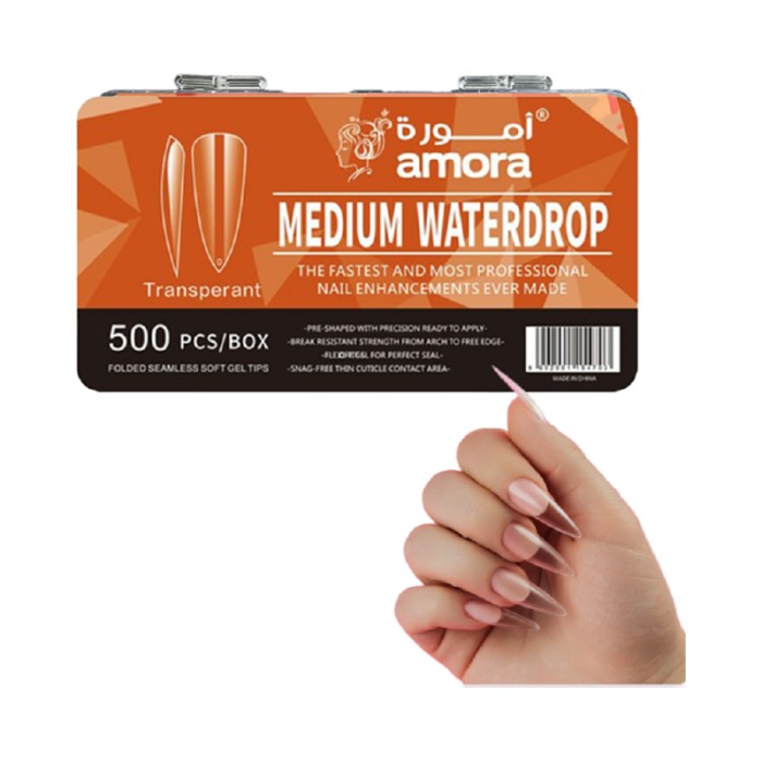 Amora Nail Tips Medium Waterdrop - Transparent