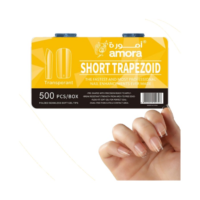 Amora Nail Tips Short Trapezoid - Transparent