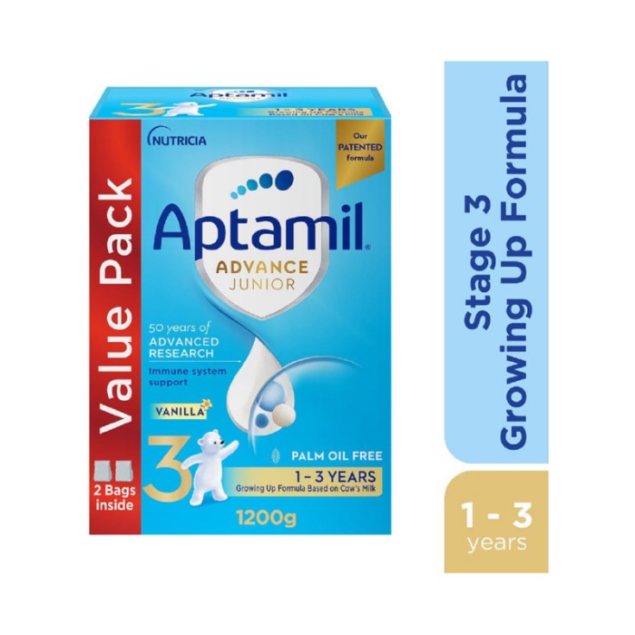 Aptamil Advance Junior 3 Palm Oil Free Milk Formula - 1.2 Kg