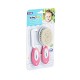 Babyjem 2-Piece Brush & Comb Set with Natural Bristle for Babies, Pink, 0 Months+