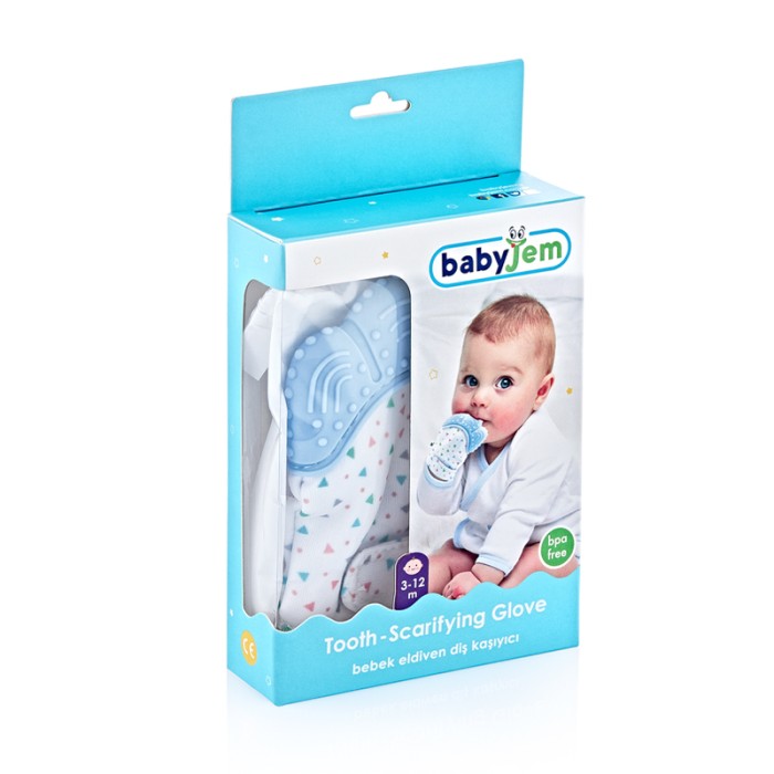 Babyjem Baby Tooth Scarifying Gloves Butterfly, 3+ Months, Blue