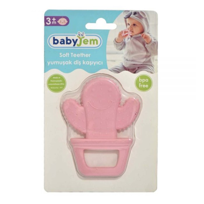Babyjem Cactus Teether, 3+ Months, Pink