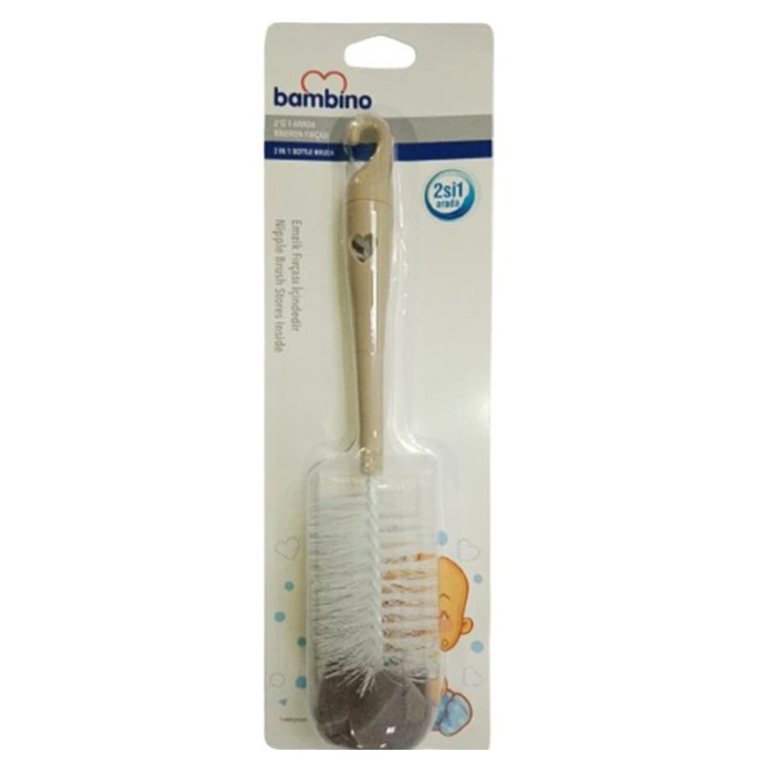 Bambino 2 In 1 Feeding Bottle And Teat Cleaning Brush