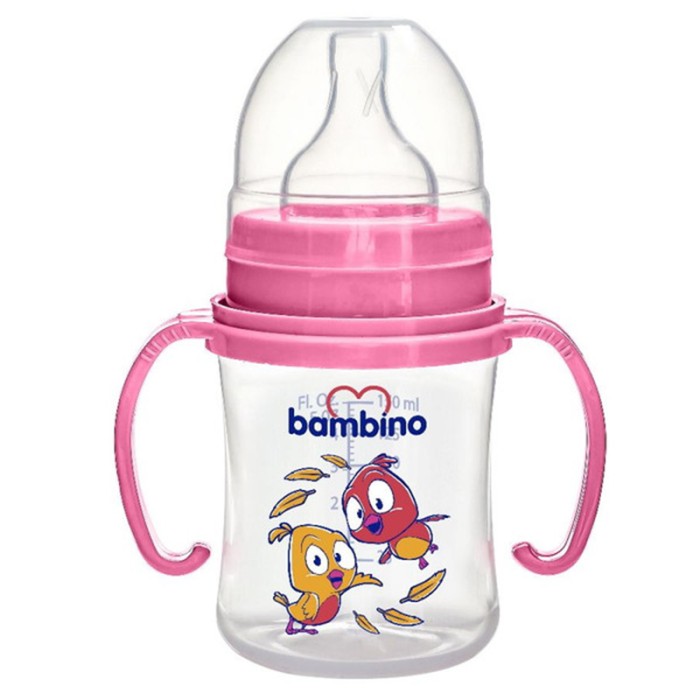 Bambino Wide Neck PP Feeding Bottle With Grip 150 ml Pink
