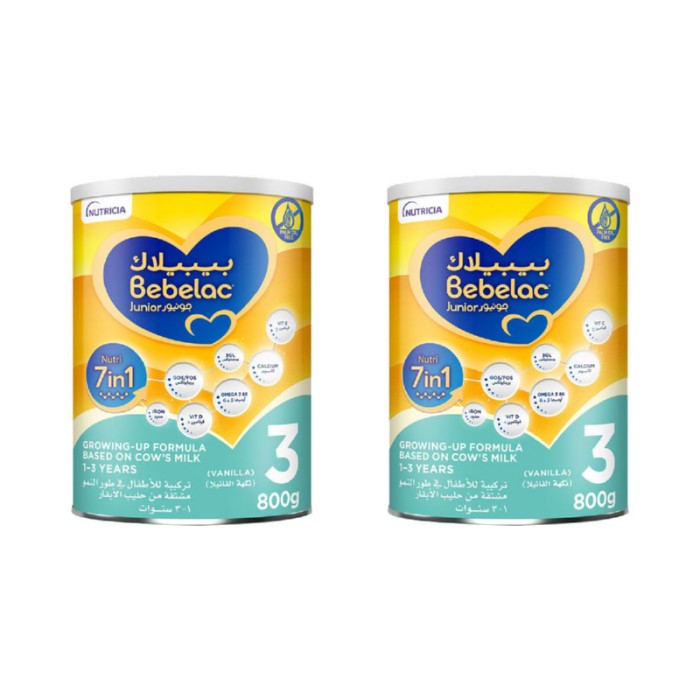 Bebelac Junior 3 Nutri 7 - in - 1 Growing Up Formula - 1 - 3Y - 800 g - Pack of 2