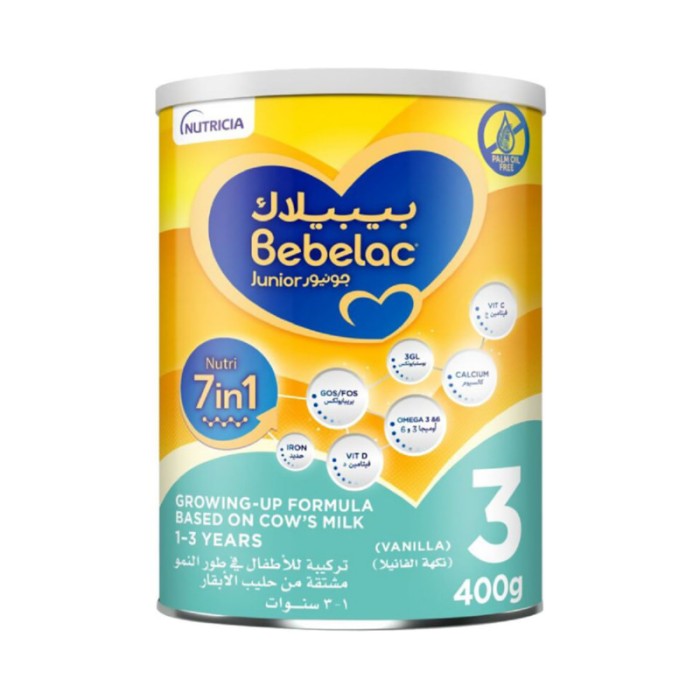 Bebelac Junior 3 Nutri 7 - in - 1 Palm Oil Free Growing Up Milk Formula - 1 - 3Y - 400 g