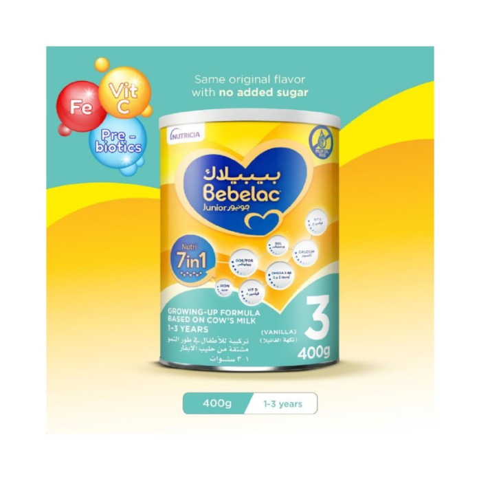 Bebelac Junior 3 Nutri 7 - in - 1 Palm Oil Free Growing Up Milk Formula - 1 - 3Y - 400 g