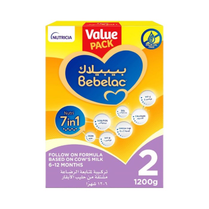 Bebelac Nutri 7 - in - 1 Palm Oil Free Stage 2 Follow On Milk Formula - 6 - 12M - 1200 g