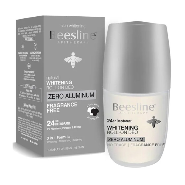Beesline Whitening Roll On Zero Aluminum Fragrance Free 50ml