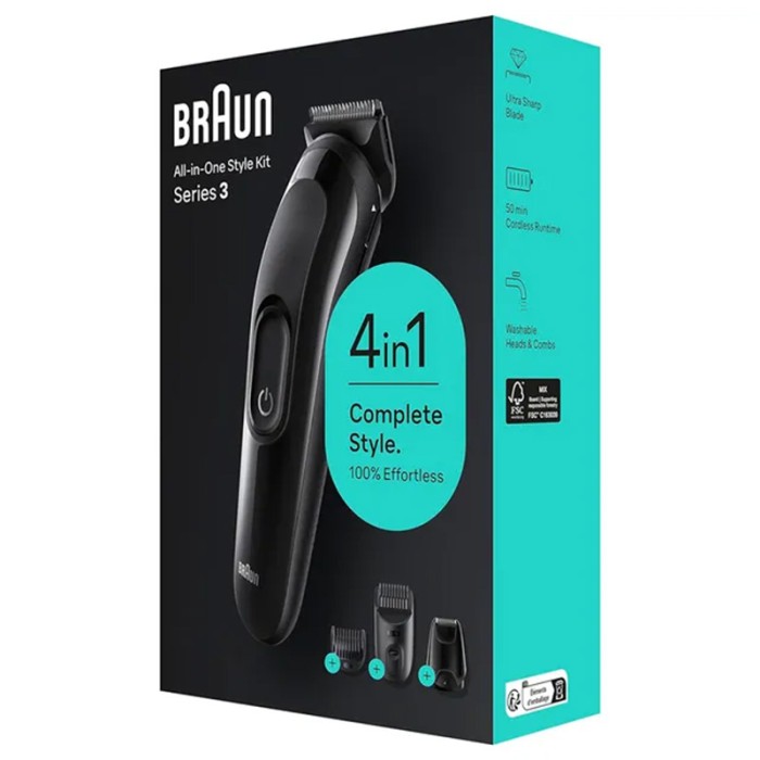 Braun All in One Style Kit Series 3, 4 in1 Kit for Beard & Hair, Black