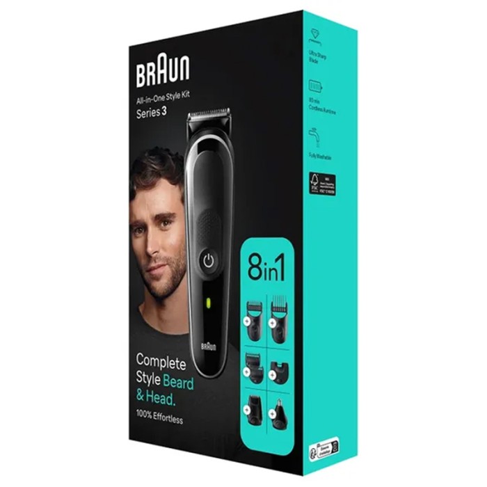 Braun All in One Style Kit Series 3, 8 in 1 Curated Kit, Grey
