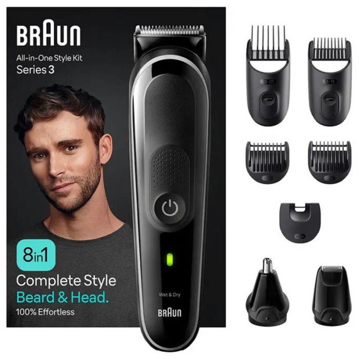 Braun All in One Style Kit Series 3, 8 in 1 Curated Kit, Grey