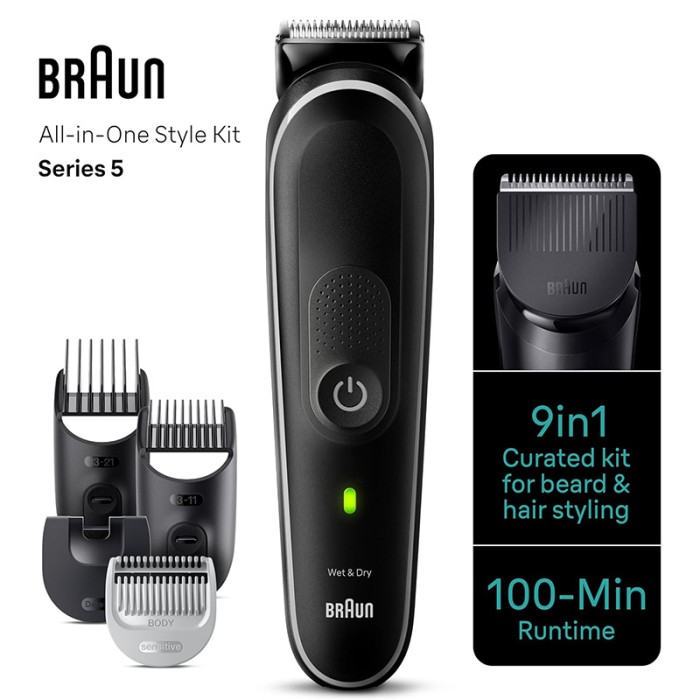 Braun All in One Style Kit Series 5, 9 in 1 Curated Kit, Grey
