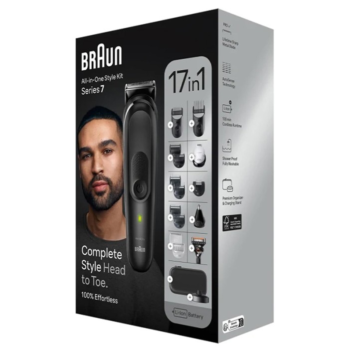 Braun All in One Style Kit Series 7, 17 in 1 Style Kit, Black