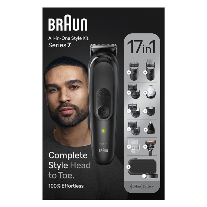 Braun All in One Style Kit Series 7, 17 in 1 Style Kit, Black