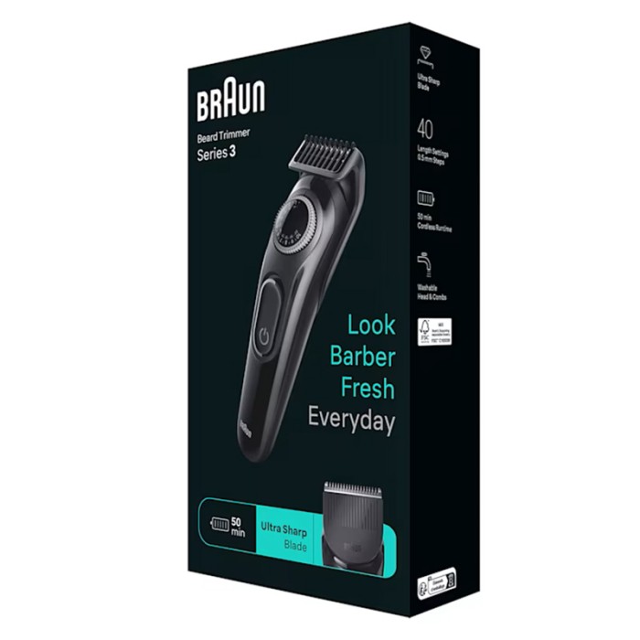 Braun Beard Trimmer Seies 3 With Precision Wheel, Grey