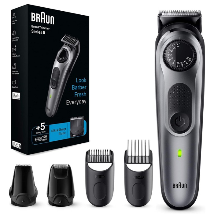 Braun Beard Trimmer Seies 5 With Precision Wheel, Grey