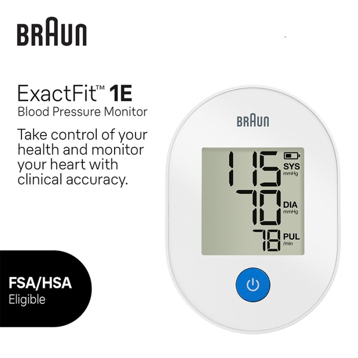 Braun ExactFit 1E Upper Arm Blood Pressure Monitor White