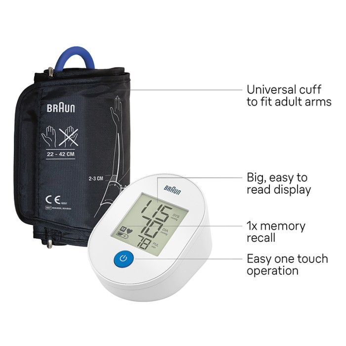 Braun ExactFit 1E Upper Arm Blood Pressure Monitor White