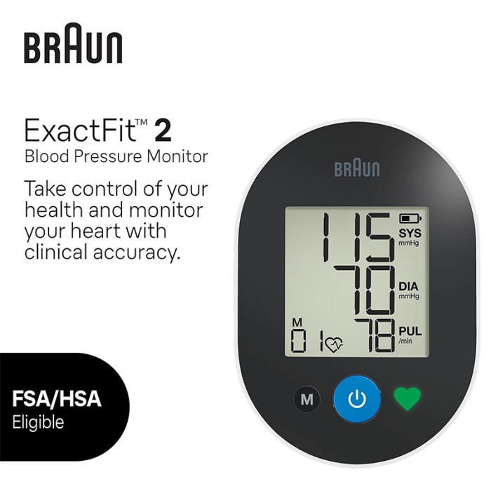 Braun ExactFit 2 Upper Arm Blood Pressure Monitor Black & White
