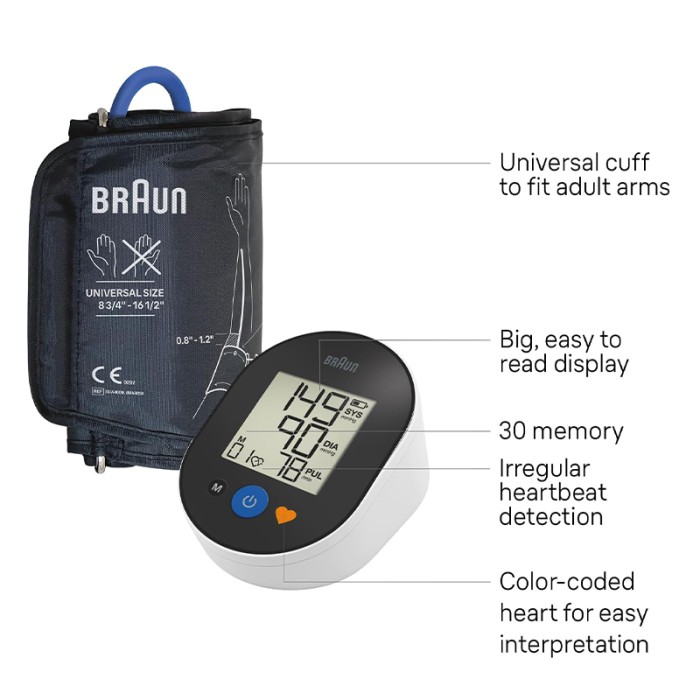 Braun ExactFit 2 Upper Arm Blood Pressure Monitor Black & White