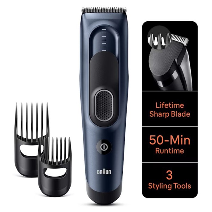 Braun Hair Clipper Series 5, 17 Length Settings, 2 Combs & Pouch