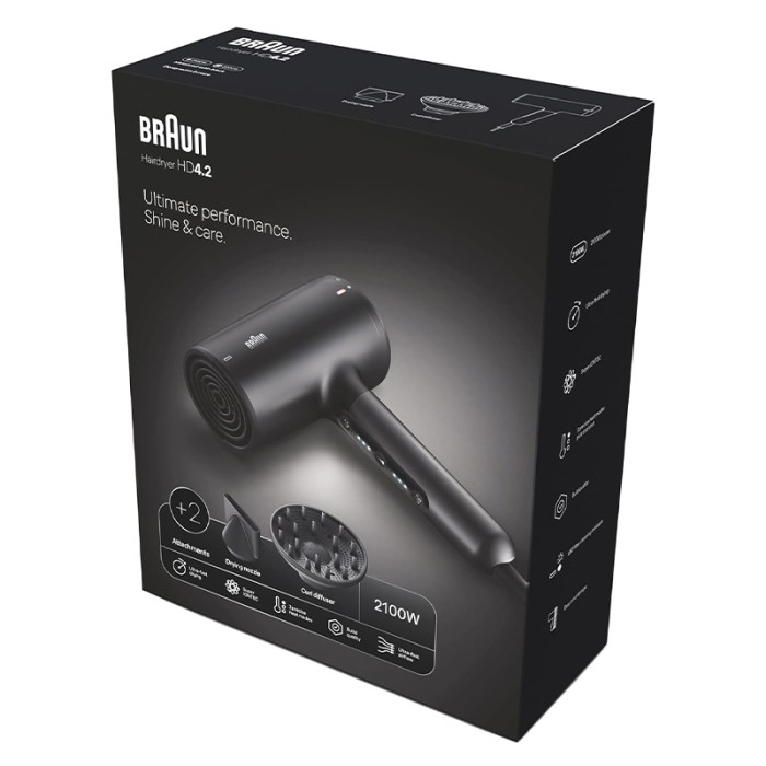 Braun Hairdryer HD4.2 HTDC Motor Hair Dryer, 2100 W, Electro Black