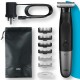 Braun Hybrid Trimmer Face & Body With 4D Flex Blade, Waterproof, 6 Combs, Pouch, Black / Silver