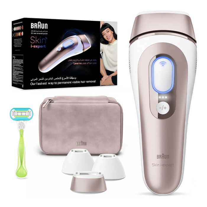 Braun IPL Skin I Expert Hair Removal With Pouch, Venus Razor & 3 Heads, Bronze/White