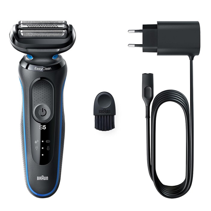Braun Series 5 Shaver, Easy to Shave, Wet & Dry Electric Shaver, Auto Sense Technology, 3 Flexible Blades, Blue