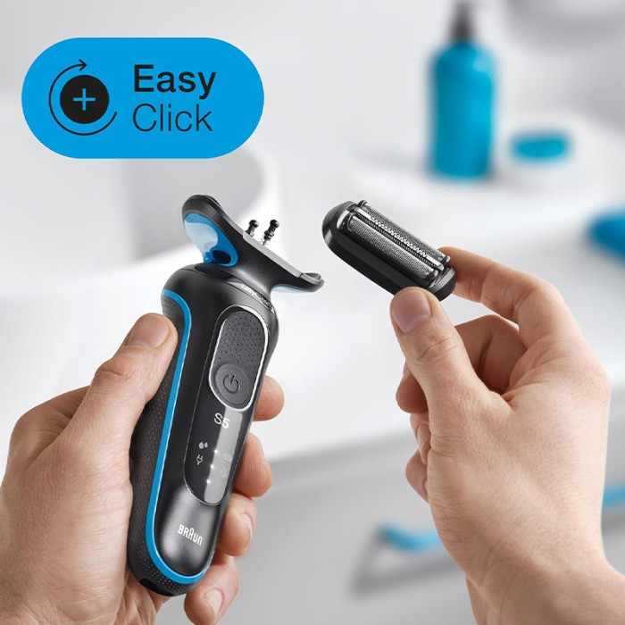Braun Series 5 Shaver, Easy to Shave, Wet & Dry Electric Shaver, Auto Sense Technology, 3 Flexible Blades, Blue