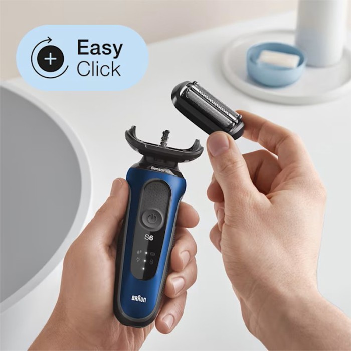 Braun Series 6 Wet & Dry, Closeness & Skin Comfort Shaver With Travel Case, Blue/Black