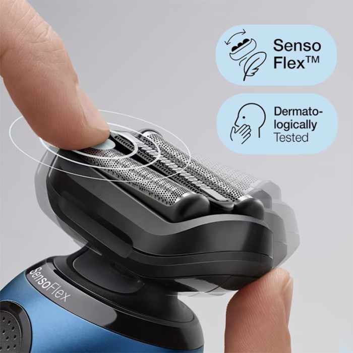 Braun Series 6 Wet & Dry, Closeness & Skin Comfort Shaver With Travel Case, Blue/Black
