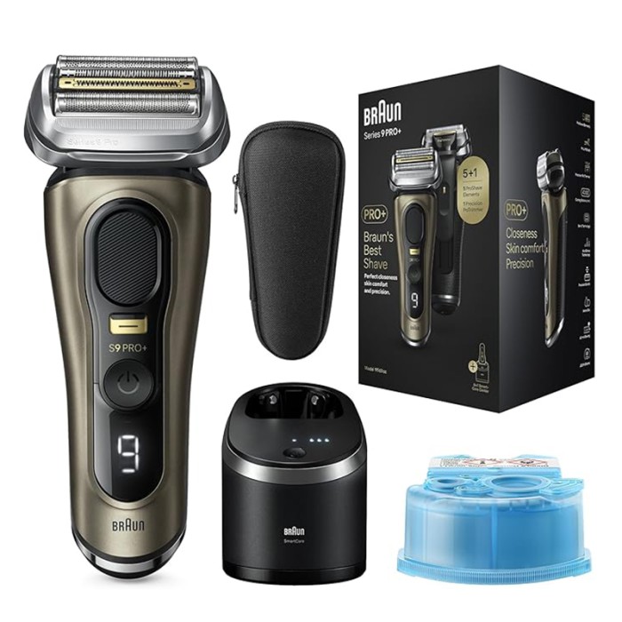 Braun Series 9 Pro+ 9569cc Electric Shaver, Wet & Dry With 6 in 1 SmartCare Center and Travel Case, Gold