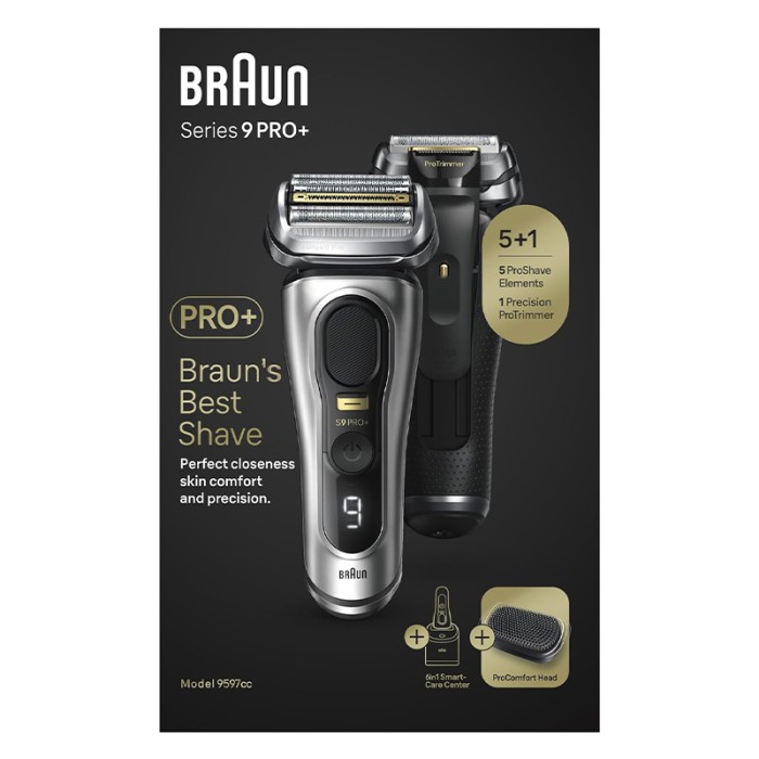 Braun Series 9 Pro+ Electric Shaver With 6 in 1 SmartCare Center & ProComfort Head, Silver