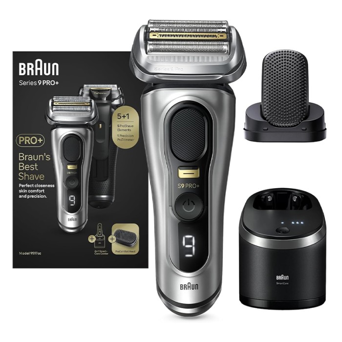 Braun Series 9 Pro+ Electric Shaver With 6 in 1 SmartCare Center & ProComfort Head, Silver