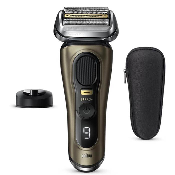 Braun Series 9 Pro+ Electric Shaver With Charging Stand and Travel Case, Gold