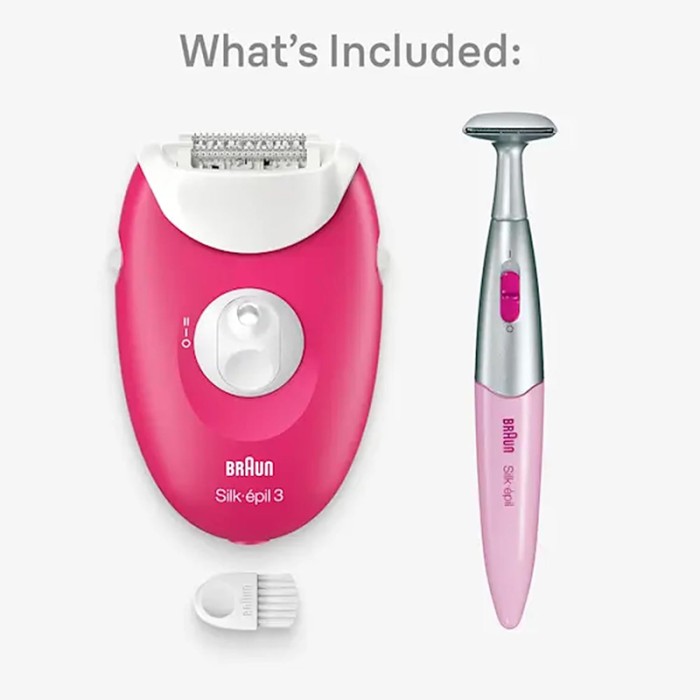Braun Silk Epil 3, Easy Hair Removal Device, Epilator & Bikini Trimmer Set, Raspberry