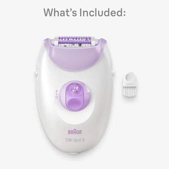 Braun Silk Epil 3 Easy Hair Removal Device Epilator, White/Purple