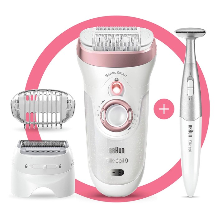Braun Silk Epil 9 SensoSmart Technology Wet & Dry Epilator With 7 Extras Incl. Silk Epil 3in1 Trimmer
