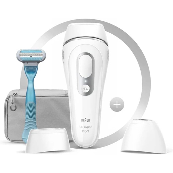 Braun Silk Expert Pro 3 IPL Hair Removal Device With 3 Extras Precision Head, Venus Razor, Zip Pouch