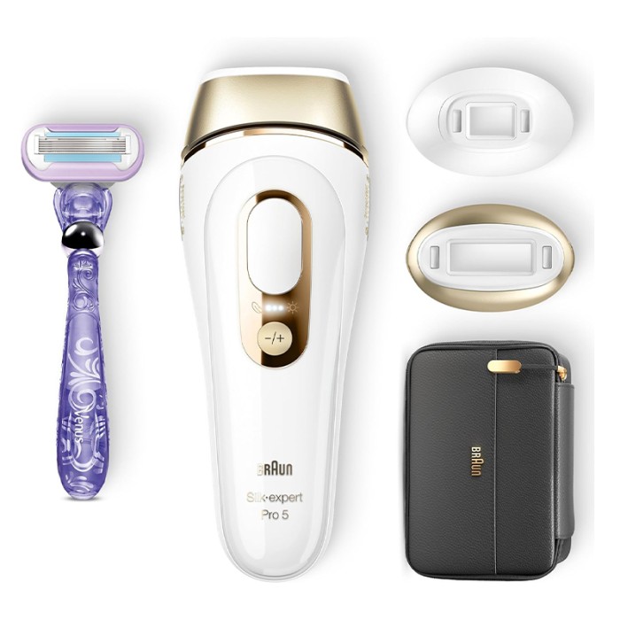 Braun Silk Expert Pro 5 IPL Hair Removal Device With 3 Extras, Precision Head, Venus Razor, Premium Bag