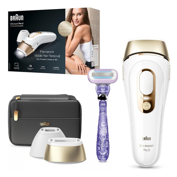 Braun Silk Expert Pro 5 IPL Hair Removal Device With 3 Extras, Precision Head, Venus Razor, Premium Bag