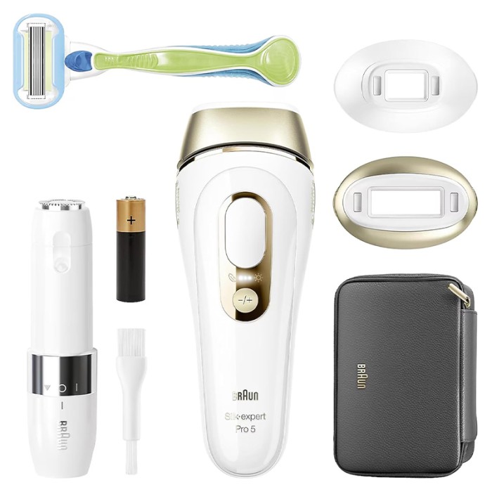Braun Silk Expert Pro 5 IPL Hair Removal Device With 4 Extras FS1000 Face Mini Hair Remover, Precision Head, Venus Razor & Soft Bag