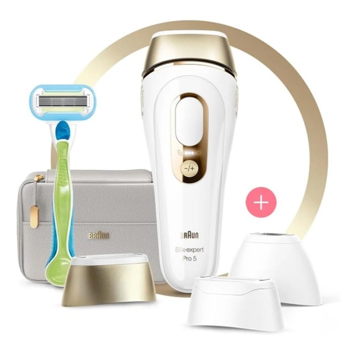 Braun Silk Expert Pro 5 IPL Hair Removal Device With Skin Sensor, 3 Modes, Venus Razor & Pouch