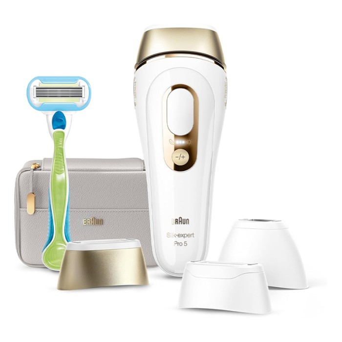 Braun Silk Expert Pro 5 IPL Hair Removal Device With Skin Sensor, 3 Modes, Venus Razor & Pouch