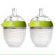 Comotomo Natural Feel Baby Bottles 2 x 150ml – Green & White
