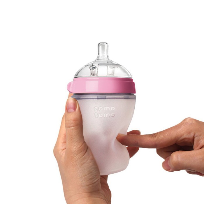 Comotomo Natural Feel Baby Bottle 250ml – Pink & White